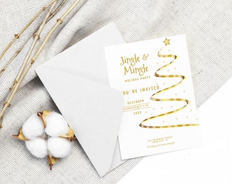 Jingle & Mingle Weihnachtspartyeinladung, bearbeitbare Weihnachtspartyeinladung, trendige Weihnachtseinladung, bearbeitbare Partyeinladung