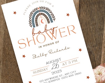 Baby Shower Invitation, Rainbow Baby Shower Invite
