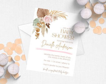 Baby Shower Invitation | Wildflower Baby Shower Invitation | Boho Baby Shower Invitation | Instant Download | Gender Neutral