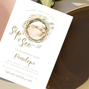 Sip And See Invitation, Gender Neutral, Meet & Greet Invitation, Baby Welcoming, Printable Invites, Instant Download