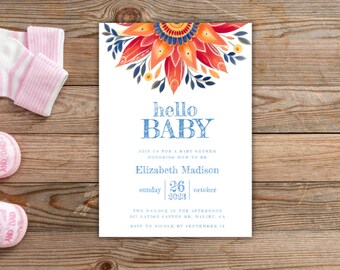 Baby Shower Invitation, Baby Sprinkle, Baby Brunch, Modern Baby Shower, Hello Baby Invitation, Hello Baby