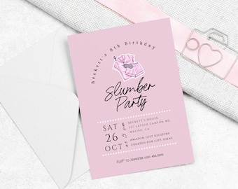 Sleepover Party, Sleep Under Invitation, Digital File, Instant Download, Sleepover Invitation, Pajama Party Invitation