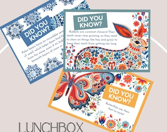 Lunch Box Notes For Kids, School Notes, Printable Lunch Box Notes, Lunchbox Notes, Back To School Notes