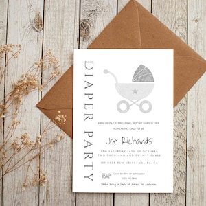 Diaper Party Invitation, Instant Download, Dadchelor Template, Beer And Diaper Party Baby Shower, Man Shower