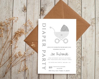 Diaper Party Invitation, Instant Download, Dadchelor Template, Beer And Diaper Party Baby Shower, Man Shower