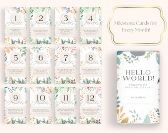 Printable Baby Milestone Cards, Baby Milestone Cards, Baby Photo Cards, Gender Neutral Baby Milestone Cards, Instant Download