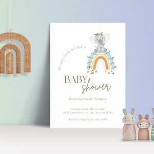 Elephant Baby Shower Invitation | Girl Baby Shower | Boy Baby Shower | Printable Invite Template