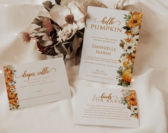 Hello Pumpkin Baby Shower Invite, Autumn Baby Shower Invite, A Little Pumpkin Is On The Way, Gender Neutral Baby Shower Invite