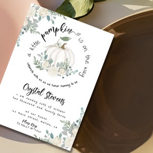 Pumpkin Baby Shower Invitation, Little Pumpkin, Fall Baby Shower Invite, Boho Baby Shower Invitation, Gender Neutral | Editable Invite