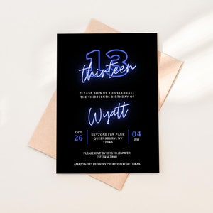 Thirteenth Birthday Party Invitation, 13Th Birthday Invitation, Editable Template, Party Mobile Birthday Invitation