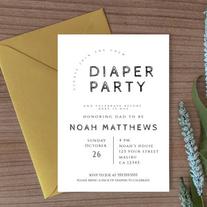 Diaper And Drinks Party Invite, Dad&#39;S Baby Shower, Dad Diaper Party, Diapers And Beer, Editable Instant Download