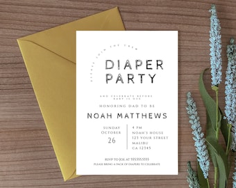 Diaper And Drinks Party Invite, Dad'S Baby Shower, Dad Diaper Party, Diapers And Beer, Editable Instant Download