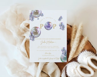 Ready To Pop Baby Shower Invitation, Gender Neutral Baby Shower Invite, Printable Invitation, Ready to Pop Invite