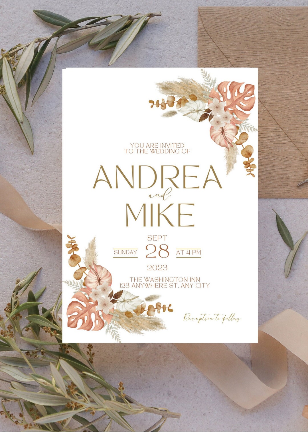 Boho Wedding Invitation - Etsy