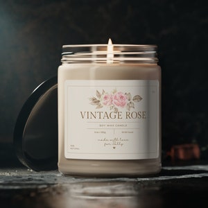 Personalized Candle Coquette Aesthetic Room Decor Vintage Rose Custom Candle Gift For Her Pink Candle Coquette Home Decor Victorian Candle