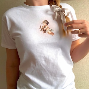 Cherub Shirt Kokette Spitze Teddybär-Shirt Kokette Kleidung viktorianisches Hemd Kokette Ästhetik feminines Hemd Landhaus-Kern-T-Shirt