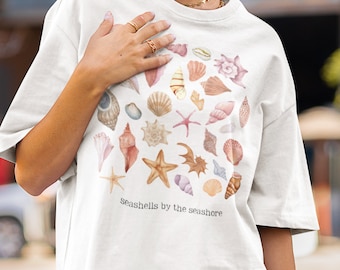 Camiseta de concha: playera vintage de playa para mujer