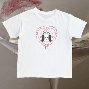 Funny Dog Baby Tee, Music Lover Gift, Aesthetic 90s Style Shirt, Cute Valentines Top, Coquette Baby Tee, Downtown Girl Tshirt, Trendy Tee