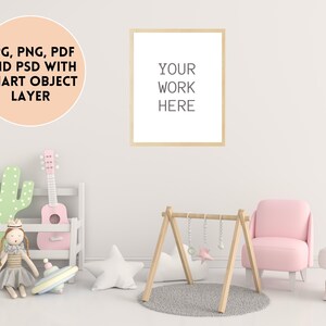 Nursery Frame Mockup Baby Girl Room Poster Frame Mockups Boy Nursery Portrait Frame Kids Room Interior Wall Mock Up