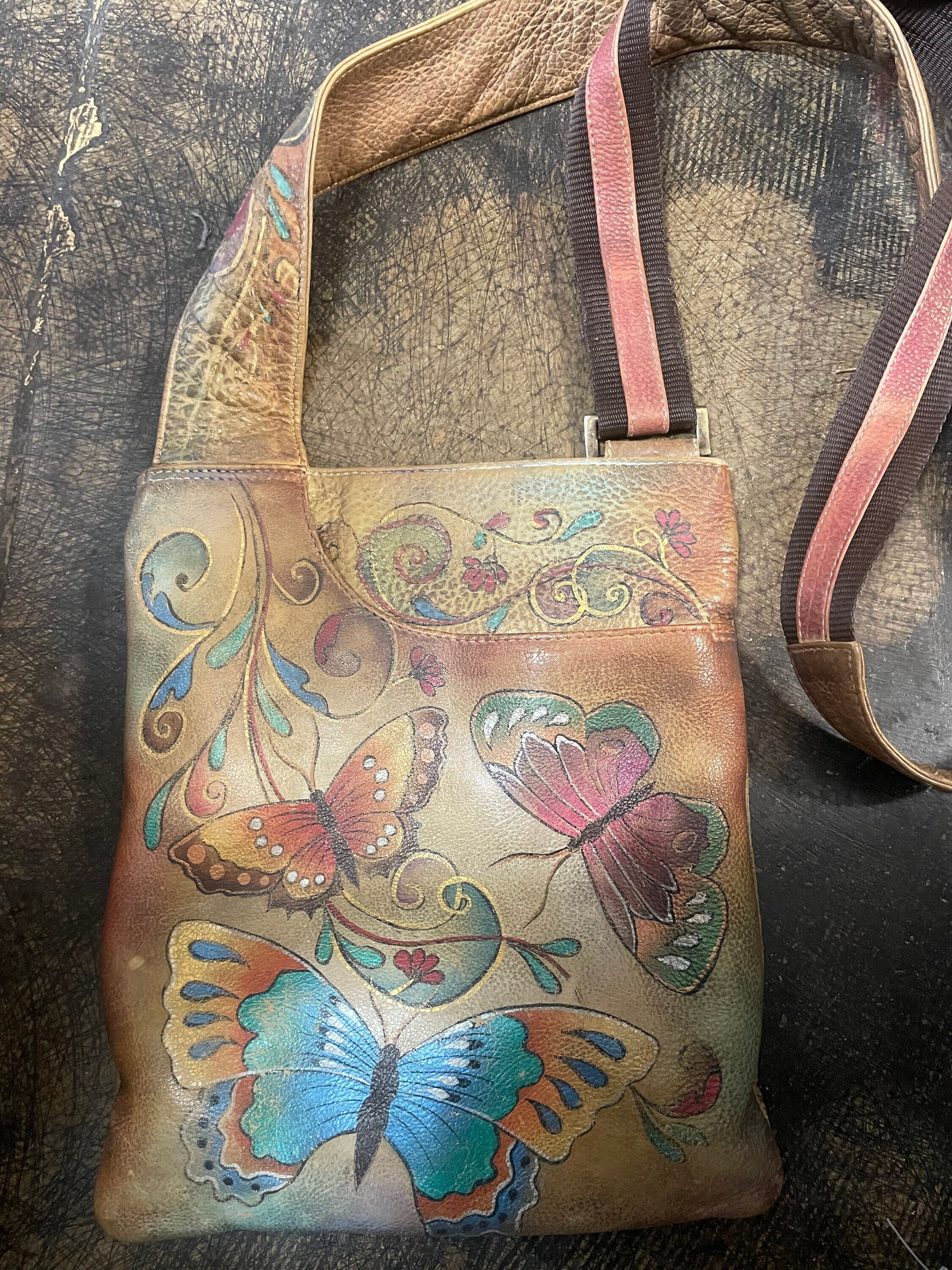Custom Assorted hand painted leather handbags on new and vintage bags -  Anagram Fine Art