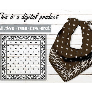 Bandana  Border  Design Pattern SVG ,PNG ,Ai, Layered Transparent  file for Printing on Fabric