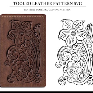 型押しレザーの花彫りパターン SVG: 西洋風渦巻きデザイン (デジタルダウンロード)