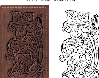 Tooled Leather Floral Carving Pattern SVG: Western Swirl Design (Digital Download)
