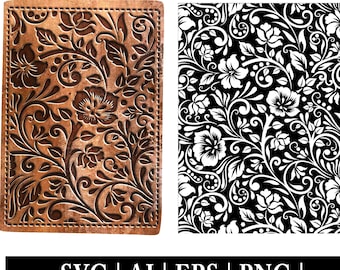 Tooled Leather Flower SVG: Western Carving Pattern (Digital Download)