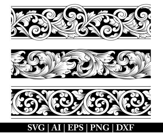 ワ*ン様 2000s border layered design long te Tooled Leather Border SVG: Seamless Western Carving Pattern