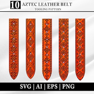 10 SVG de ceinture en cuir repoussé aztèque | Motif aztèque Svg | ceinture en cuir repoussé | Frontière aztèque | SVG | IA | PNG