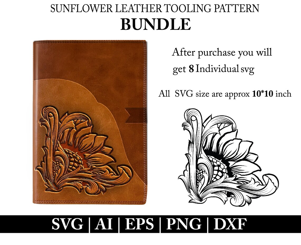 Sunflower Leather Tooling SVG Bundle: Western Flower Carving Pattern ...