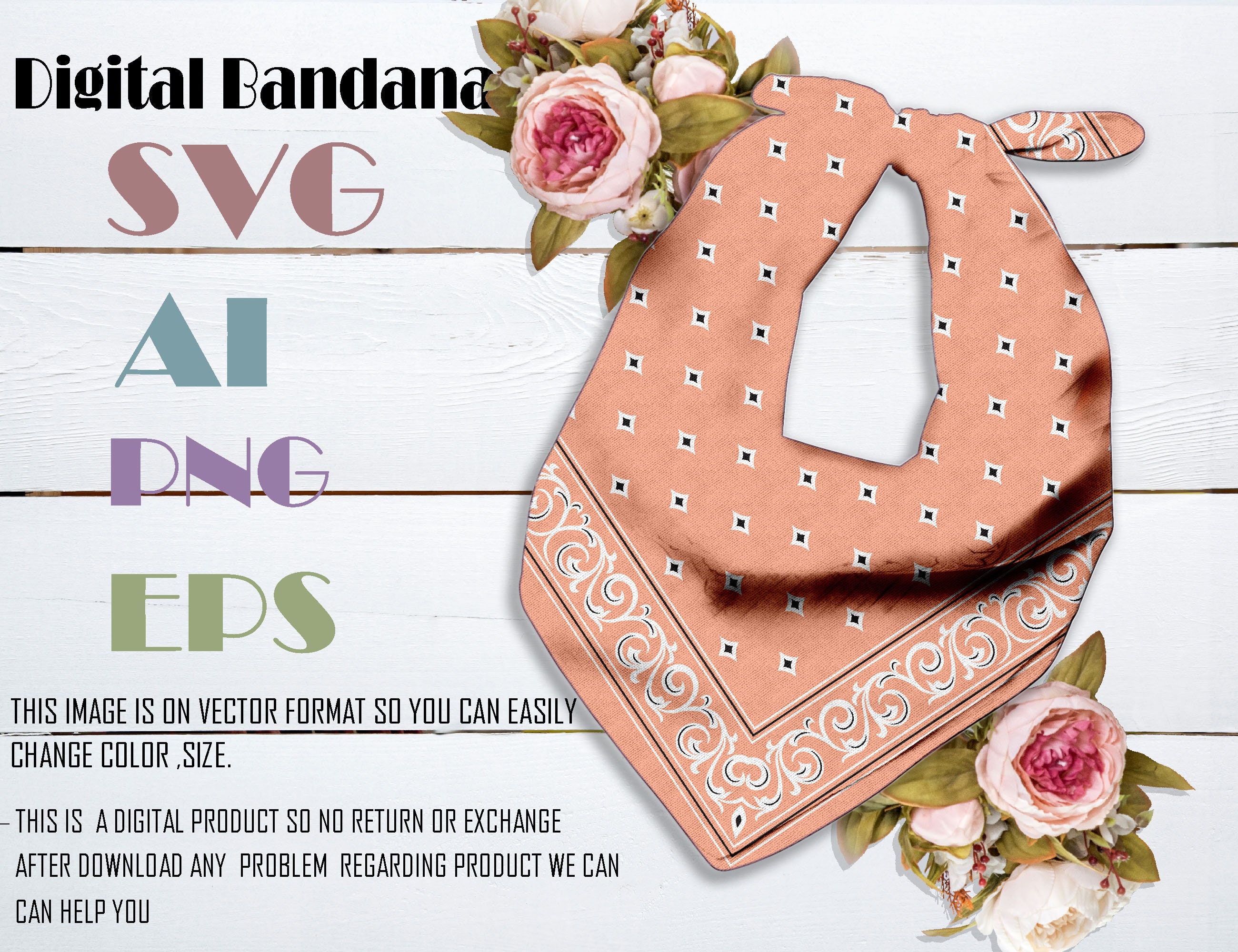 Bandana Border Design Pattern SVG ,PNG ,ai, Layered Transparent File ...