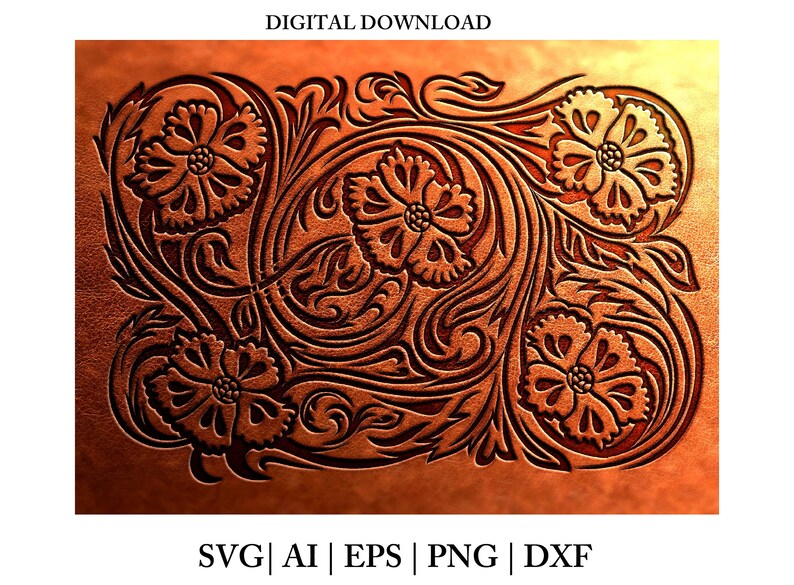 Tooled Leather SVG ,floral Leather Svg Seamless Pattern Swirls Pattern