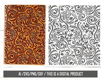 小物 vintage western flower design leather Sunflower Daisy Floral Vines Leather Tooling Tracing Design