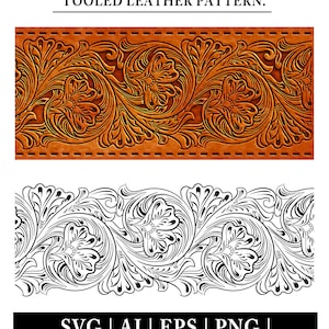 Bordure en cuir repoussé SVG | sculpture motif Svg | Bordure western en cuir repoussé Svg | Motif de tourbillons | Bordure de parchemins |  SVG | IA |