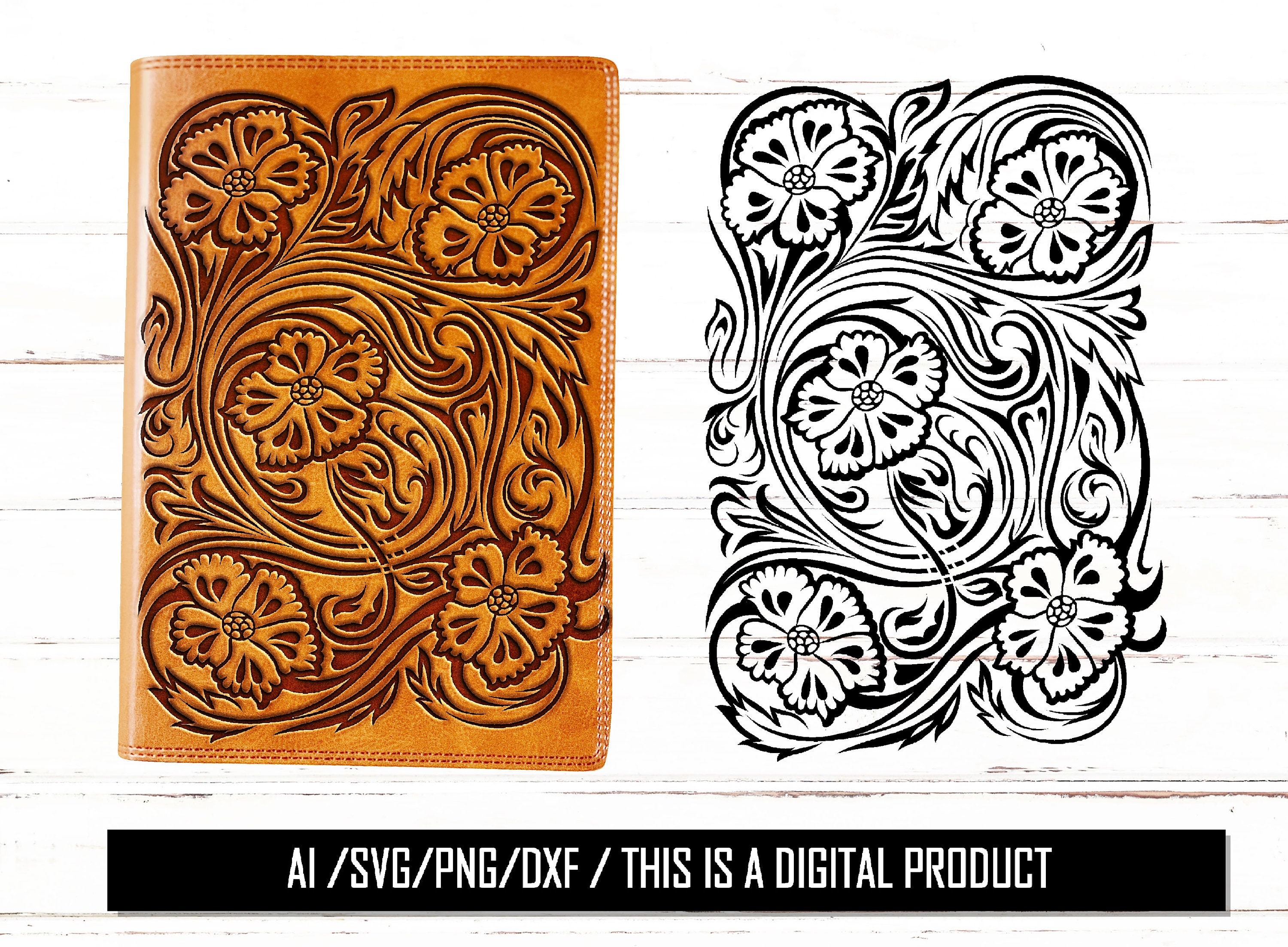 Tooled Leather SVG ,floral Leather Svg Seamless Pattern Swirls Pattern
