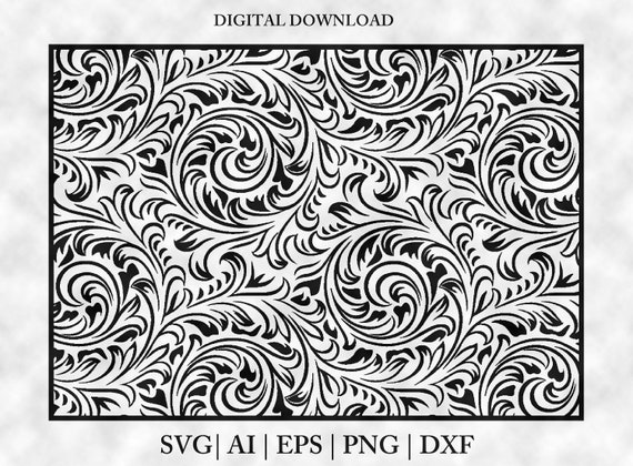 Floral Tooled Leather SVG: Western Swirl Pattern (digital