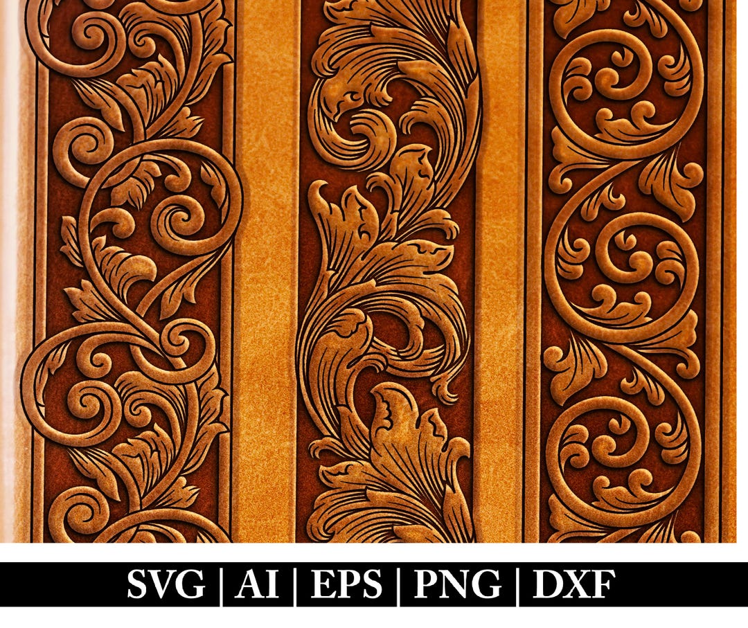 Tooled Leather Border SVG Seamless Leather Carving Pattern Western