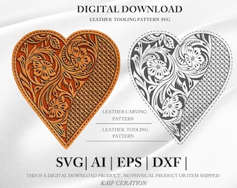 Floral Heart Leather Tooling Pattern SVG (Digital Download)