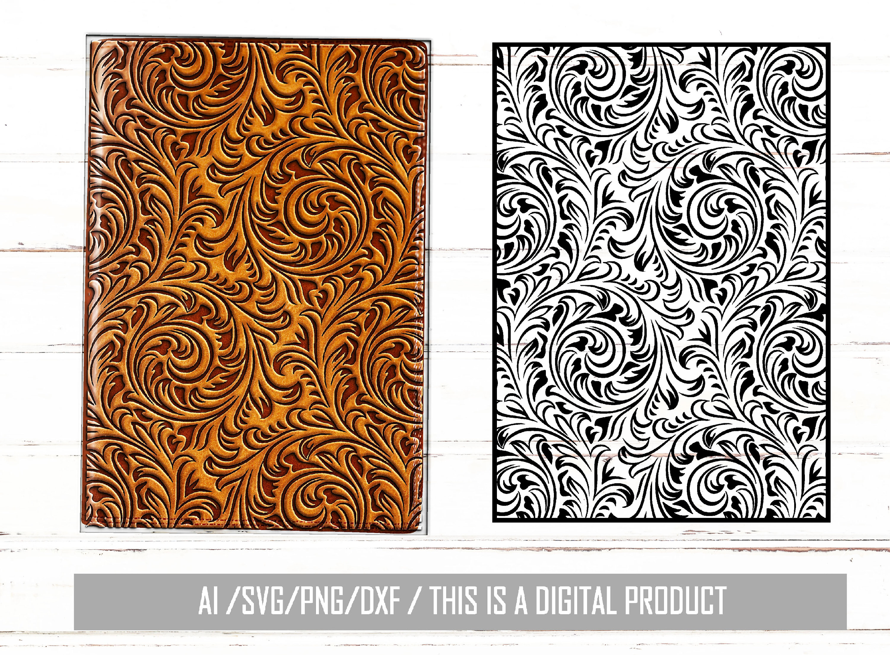 Floral Tooled Leather SVG: Western Swirl Pattern (digital