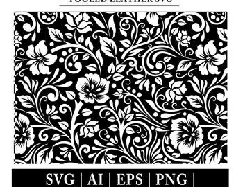 Tooled Leather Flower SVG: Western Carving Pattern (digital
