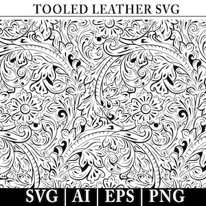 以下が含まれることがあります： 黒と白の複雑な花の模様、渦巻くつる植物と葉を持つシームレスなデザイン。このデザインは、クラフトプロジェクト、家の装飾などに最適です。