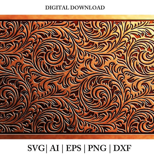 Tooled leather SVG ,Floral leather Svg | Seamless Pattern | Swirls pattern | Western Tooled  Leather | SVG | Ai | PNG  file