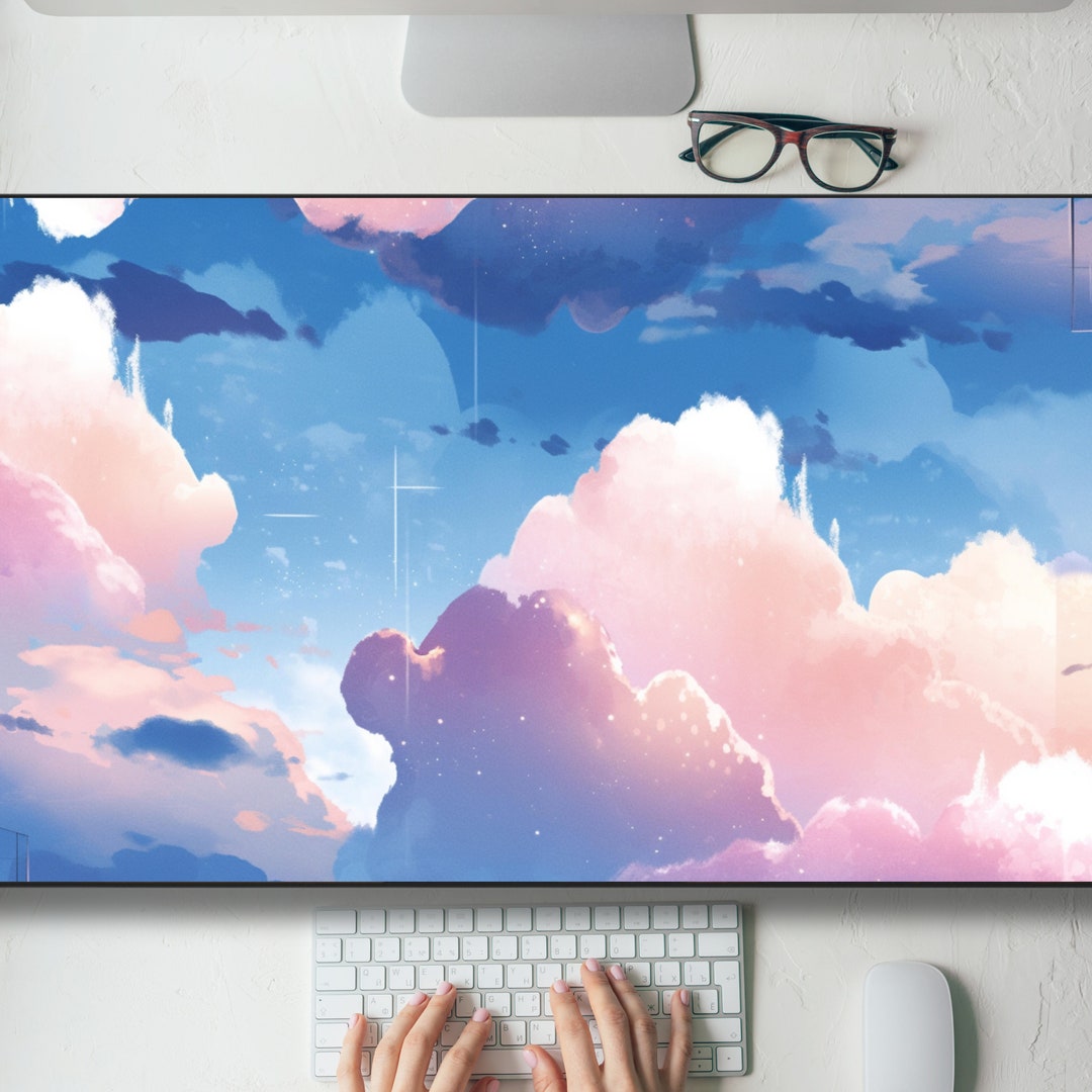 Simple Pretty Kawaii Clouds Desk Mat Gaming Mouse Pad Large Mousepad ...