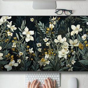 Wildflowers Botanical Cottagecore Desk Mat Gaming Mouse Pad Large Mousepad, MTG playmat, Keyboard Mouse Mat Desk Pad for Work Game Office