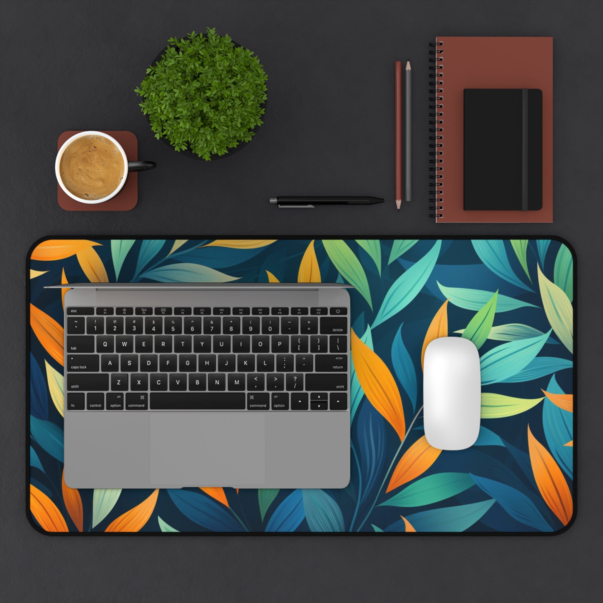 Simple Minimalist Leaf Pattern Desk Mat Gaming Mouse Pad Large Mousepad ...