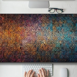 Colorful Abstract Desk Mat Gaming Mouse Pad Large Mousepad with MTG playmat, Keyboard Mouse Mat Desk Pad for Work Game Office Home XL