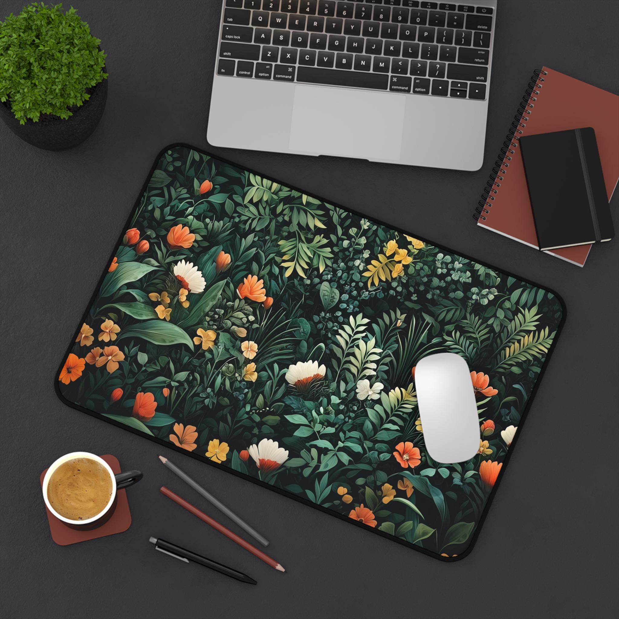 Pumpkin Vines And Autumn Garden Desk Mat, Gaming Mouse Pad, Large