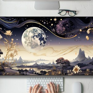 Beautiful Botanical Celestial Landscape Desk Mat Gaming Mouse Pad Large Mousepad, Keyboard Mouse Mat Desk Pad for Work Game Office Home XL