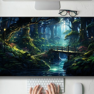 Magic Enchanted Forest Desk Mat Gaming Mouse Pad Large Mousepad, MTG playmat, Keyboard Mouse Mat Desk Pad for Work Game Office Home XL